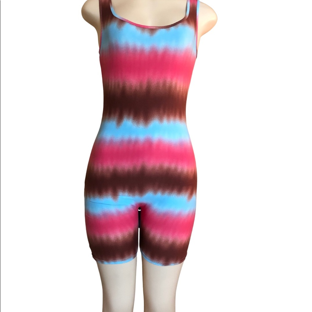 Pink/Brown One Piece Tie Dye Jumpsuit